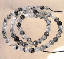 Load image into Gallery viewer, Shine! Natural Untreated Tourmalated Quartz Faceted Round Bead Strand | 6 mm |