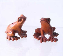 Load image into Gallery viewer, Ribbit Carved Boxwood Signed Tree Frog Ojime/Netsuke Bead | 18x26x21mm | Brown - PremiumBead Alternate Image 3