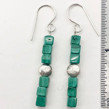 Load image into Gallery viewer, Exotic! Malachite Cube Beads Sterling Silver Earrings! | 1 7/8 inch Long |