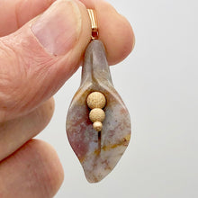 Load image into Gallery viewer, Fancy Jasper Calla Lily 14K Gold Filled Flower Pendant | 1 3/4" Long|White Pink|