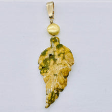 Load image into Gallery viewer, Jasper 14K Gold Filled Set Leaf | 2 1/2" Long | Tan | 1 Earrings and Pendant |