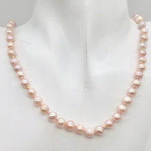 Load image into Gallery viewer, Freshwater Round Pearl Knotted 14K Gold Filled Necklace | 19 Inch | Pink |