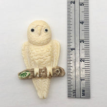 Load image into Gallery viewer, Waterbuffalo Bone Owl on Perch | 40x24x6.5mm | Cream/Brown/Green | 1 Bead | - PremiumBead Alternate Image 6