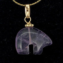Load image into Gallery viewer, Amethyst 14K Gold Filled Zuni Bear Drop | 1" Long | Purple | 1 Pendant