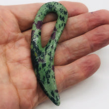 Load image into Gallery viewer, Ruby Zoisite Gemstone Comma Pendant | 94x28x6mm | Green/Red | 1 Pendant |