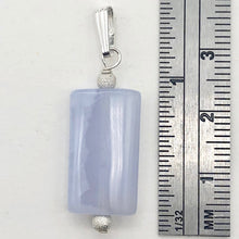 Load image into Gallery viewer, Natural Blue Chalcedony Rectangle Stardust Sterling Silver | 1.5" Long | Pendant