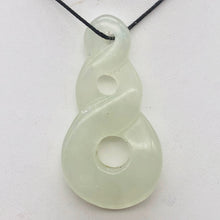 Load image into Gallery viewer, Carved Light Green Serpentine Infinity Pendant with Simple Black Cord 10821R - PremiumBead Alternate Image 2