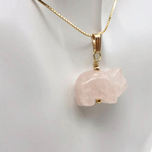 Load image into Gallery viewer, Rose Quartz Pig Pendant Necklace | Semi Precious Stone Jewelry | 14k Pendant