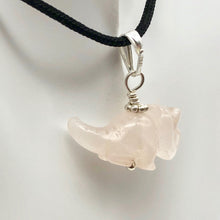 Load image into Gallery viewer, Pink Dinosaur Pendant Rose Quartz Triceratops Sterling Silver Pendant 509303RQS | 22x12x7.5mm (Triceratops), 6.8mm (Bail Opening), 1" (Long) | Pink - PremiumBead Alternate Image 2