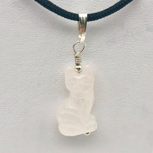Load image into Gallery viewer, Adorable! Rose Quartz Cat & Solid Sterling Silver Pendant