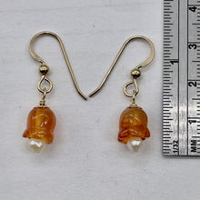 Load image into Gallery viewer, Carnelian Pearl 14K Gold Filled Earrings | 1 1/8" Long | Orange /White| 1 Pair |