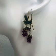 Load image into Gallery viewer, Garnet Raspberry Vermeil Sterling Silver Earrings | 1 3/4&quot; Long | Red/Green |
