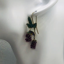Load image into Gallery viewer, Garnet Raspberry Vermeil Sterling Silver Earrings | 1 3/4" Long | Red/Green |