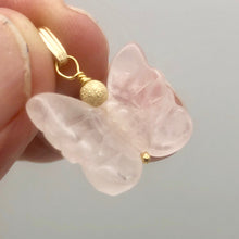 Load image into Gallery viewer, Flutter Carved Rose Quartz Butterfly 14Kgf Pendant - PremiumBead Alternate Image 5