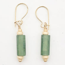 Load image into Gallery viewer, Lush Nephrite Jade 12x6mm Bead 14K Gold Filled Earrings | Green | 1 1/2" Long |