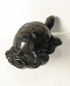 Carved & Signed Money Turtle Dark Teak Ojime/Netsuke Bead - PremiumBead Alternate Image 5