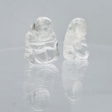 Load image into Gallery viewer, 2 Intricately Hand Carved Quartz Buddha Beads | 18.5x16x9.5mm | Clear