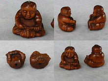 Load image into Gallery viewer, Carved Boxwood Boy w/Turtle Ojime/Netsuke Bead - PremiumBead Alternate Image 4