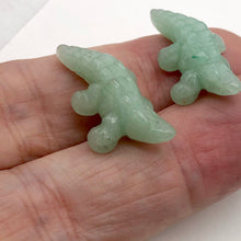 Load image into Gallery viewer, Green Gators 2 Carved Aventurine Alligator Beads | 28x14x7mm | Green - PremiumBead Alternate Image 2