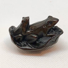 Load image into Gallery viewer, Carved Frogs On A Lily Pad Teak Ojime/Netsuke Bead - PremiumBead Primary Image 1