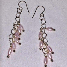 Load image into Gallery viewer, Pink Pearls with Solid Sterling Silver Hearts Earrings 304491 - PremiumBead Alternate Image 3