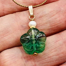 Load image into Gallery viewer, Fluorite and Pearl 14K Gold Filled Flower | 1" Long | Blue | 1 Pendant |
