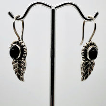 Load image into Gallery viewer, Spiraling Onyx Sterling Silver Earrings! | 1 1/2 Inch Long |