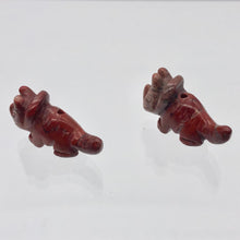 Load image into Gallery viewer, Dinosaur 2 Carved Brecciated Jasper Triceratops Beads | 22x12x8mm | Red - PremiumBead Alternate Image 6