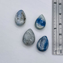 Load image into Gallery viewer, Kyanite Flat Briolette Teardrop Bead | 17x12x5-13x9x3.5mm| Blue/Silver| 4 Beads|