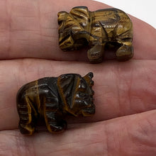 Load image into Gallery viewer, Wild 2 Hand Carved Tiger Eye Elephant Beads | 21x14.5x9mm | Bronze