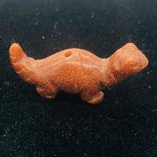 Load image into Gallery viewer, Dinosaur 2 Carved Goldstone Diplodocus Beads | 25x11.5x7.5mm | Golden sparkling Red