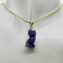 Load image into Gallery viewer, Amethyst Kitty Cat Pendant Necklace|Semi Precious Stone Jewelry|14k Pendant