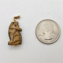 Load image into Gallery viewer, New Moon! Hand Carved Tiger'S Eye Wolf & 14Kgf Pendant 509282TEG - PremiumBead Alternate Image 7