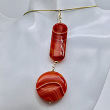 Load image into Gallery viewer, Sardonyx Large Round and Rectangle Pendant| 3 1/2" Long | Red/Orange/White |