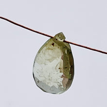 Load image into Gallery viewer, Sapphire 1.5ct Flat Faceted Briolette Pendant Bead | 9x6x3mm | Pale Green | 1 |