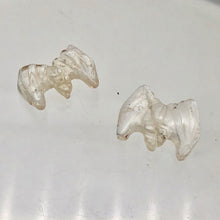 Load image into Gallery viewer, 2 Hand Carved Natural Quartz Bat Beads | 21x16x5mm | Clear