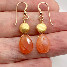 Load image into Gallery viewer, Botswana 14K Gold Filled Faceted Briolette Earrings | 1 3/4" Long | Peach |