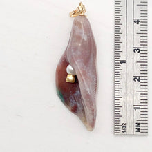 Load image into Gallery viewer, Fancy Jasper Calla Lily 14K Gold Filled Flower Pendant | 2" Long | Red Green |