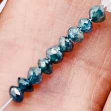 Load image into Gallery viewer, Blue Diamond Faceted Roundel Beads | 3-2.6mm | 9 Beads | ~1.0 carat |10597A