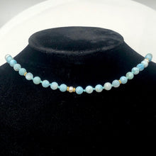 Load image into Gallery viewer, Larimar and Pearl 19 inch Designer Necklace | 19" | Blue White Gold | Necklace