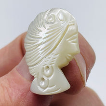 Load image into Gallery viewer, Mother of Pearl Carved Woman Sweater Pin | 1 1/8" Long | White| 1 Lapel Pin |