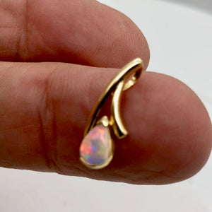 Red and White Fine Opal Fire Flash 14K Gold Pendant - PremiumBead Alternate Image 3