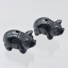 Load image into Gallery viewer, Oink 2 Carved Hematite Pig Beads | 21x13x9.5mm | Silvery Grey - PremiumBead Alternate Image 4