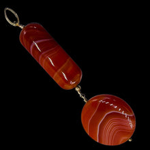 Load image into Gallery viewer, Sardonyx Large Round and Rectangle Pendant| 3 1/2" Long | Red/Orange/White |