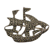 Load image into Gallery viewer, Clipper Sailing Ship Sterling Silver Lapel Brooch Pin | 25x28mm | 1 inch tall |