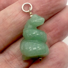 Load image into Gallery viewer, Ss! Carved Aventurine Snake & Sterling Silver Pendant
