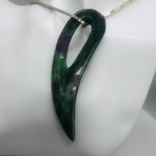 Load image into Gallery viewer, Ruby Zoisite Gemstone Comma Pendant | 94x28x6mm | Green/Red | 1 Pendant |