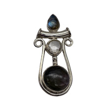Load image into Gallery viewer, Quartz Labradorite Free Form Pendant | 2" Long | Blue Silver | 1 Pendant |