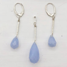 Load image into Gallery viewer, Blue Chalcedony Designer Sterling Silver Pendant and Earrings Jewelry Set