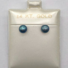Load image into Gallery viewer, South Sea Pearl 14K Solid Gold Post Earrings | 6mm | Gray/Blue | 1 Pair |